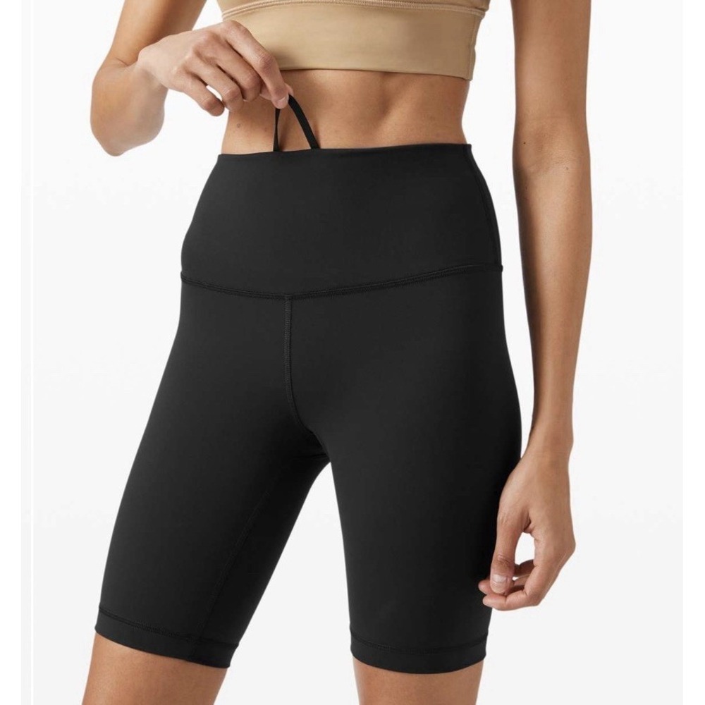 Lululemon Wunder Train HR Biker Short 8" Black Everlux Drawstring - Size 0